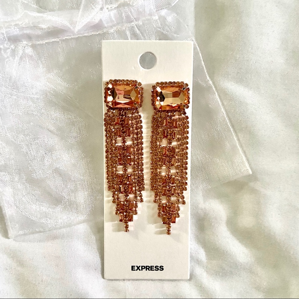 Rhinestone Fringe Drop post back earring